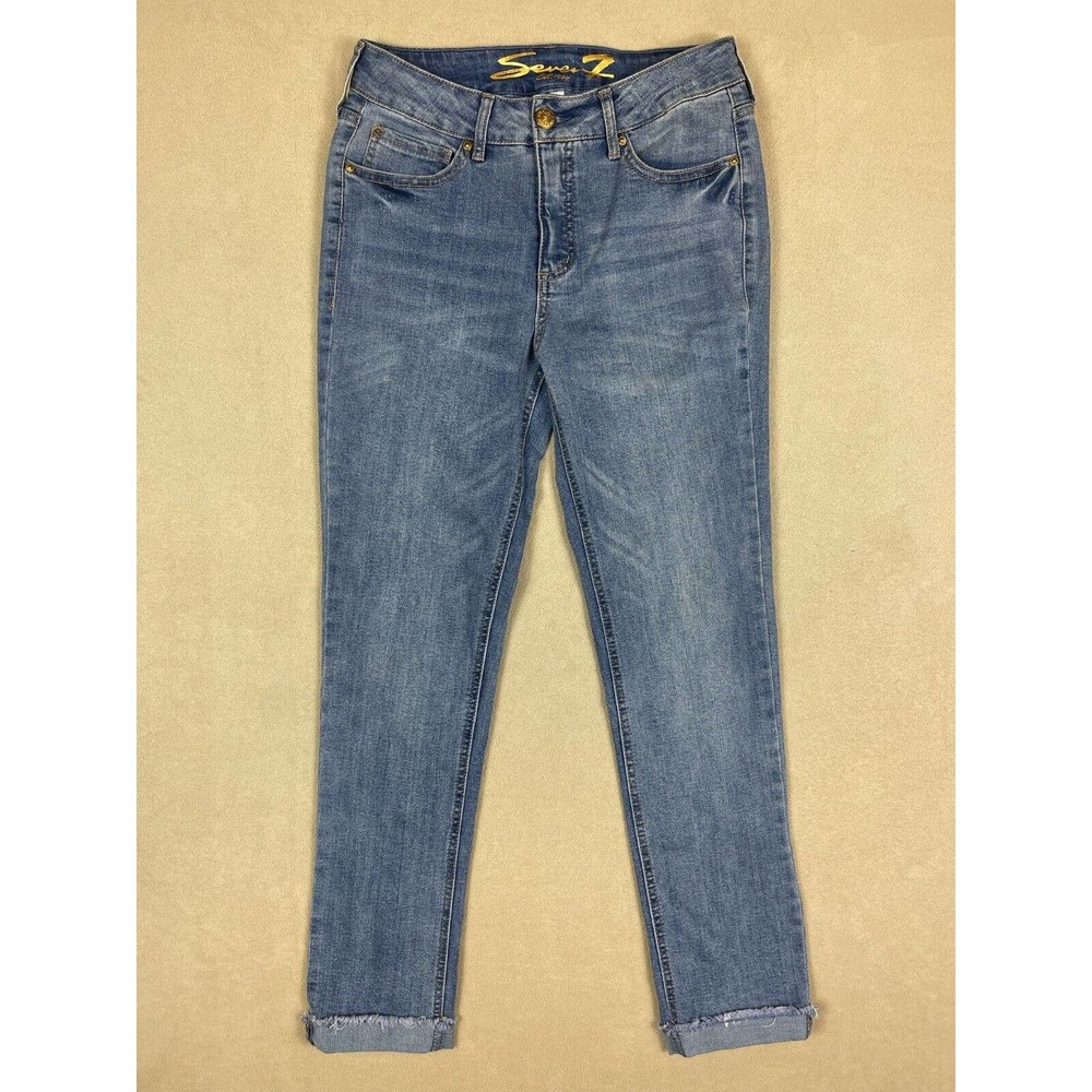 Seven7 Weekend‎ Slim Fit Crop Jeans Womens 4 Stretch Mid Rise Tapered Leg Blue